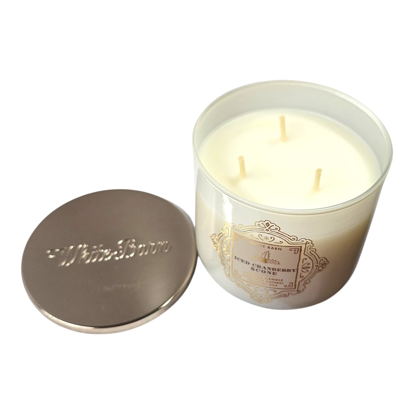 Bath & Body Works Woodland Candle Holder + Iced Cranberry Scone Candle Soft Gold