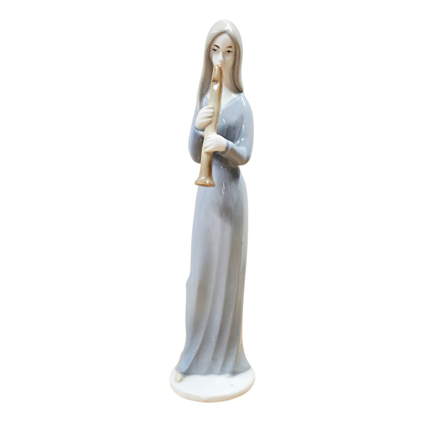 Lladro 6150 “Playing the Flute” Porcelain Figurine Woman Flute Spain 6.5"