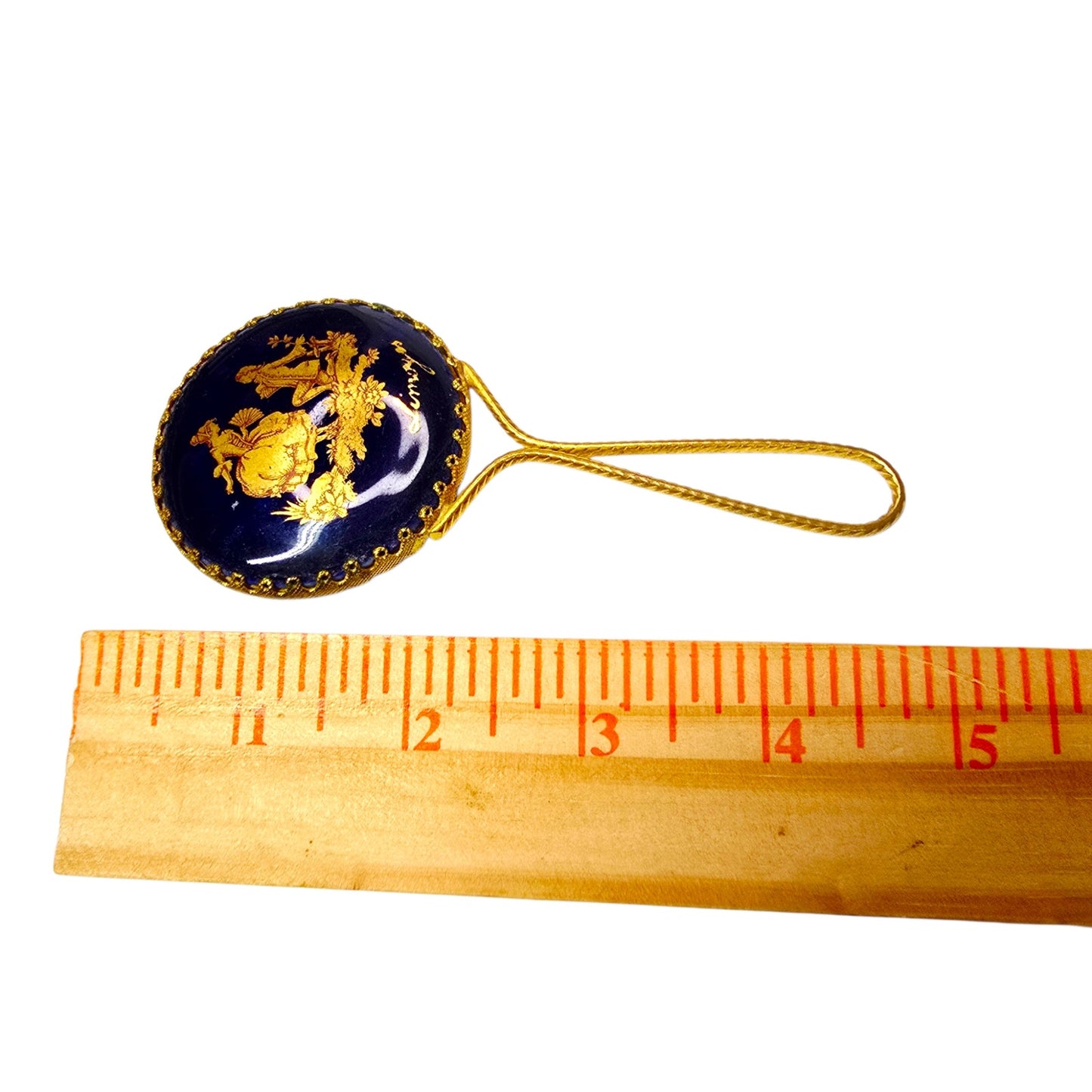 Vintage Limoges Porcelain Hand Mirror Courting Couple Scalloped Beaded Filigree