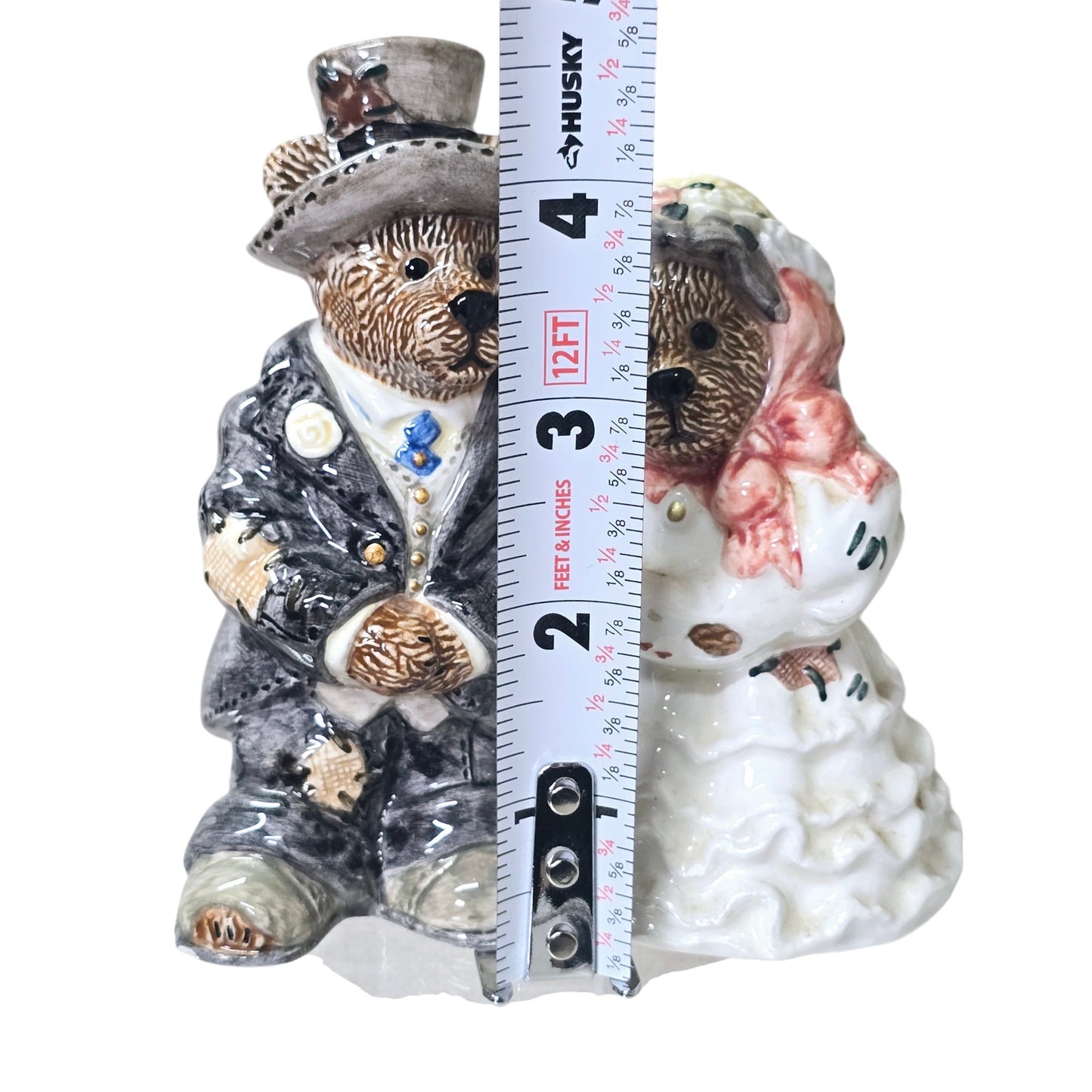 Vintage Boyds Bears Bearware Pottery Salt & Pepper Shakers True Love Bride Groom