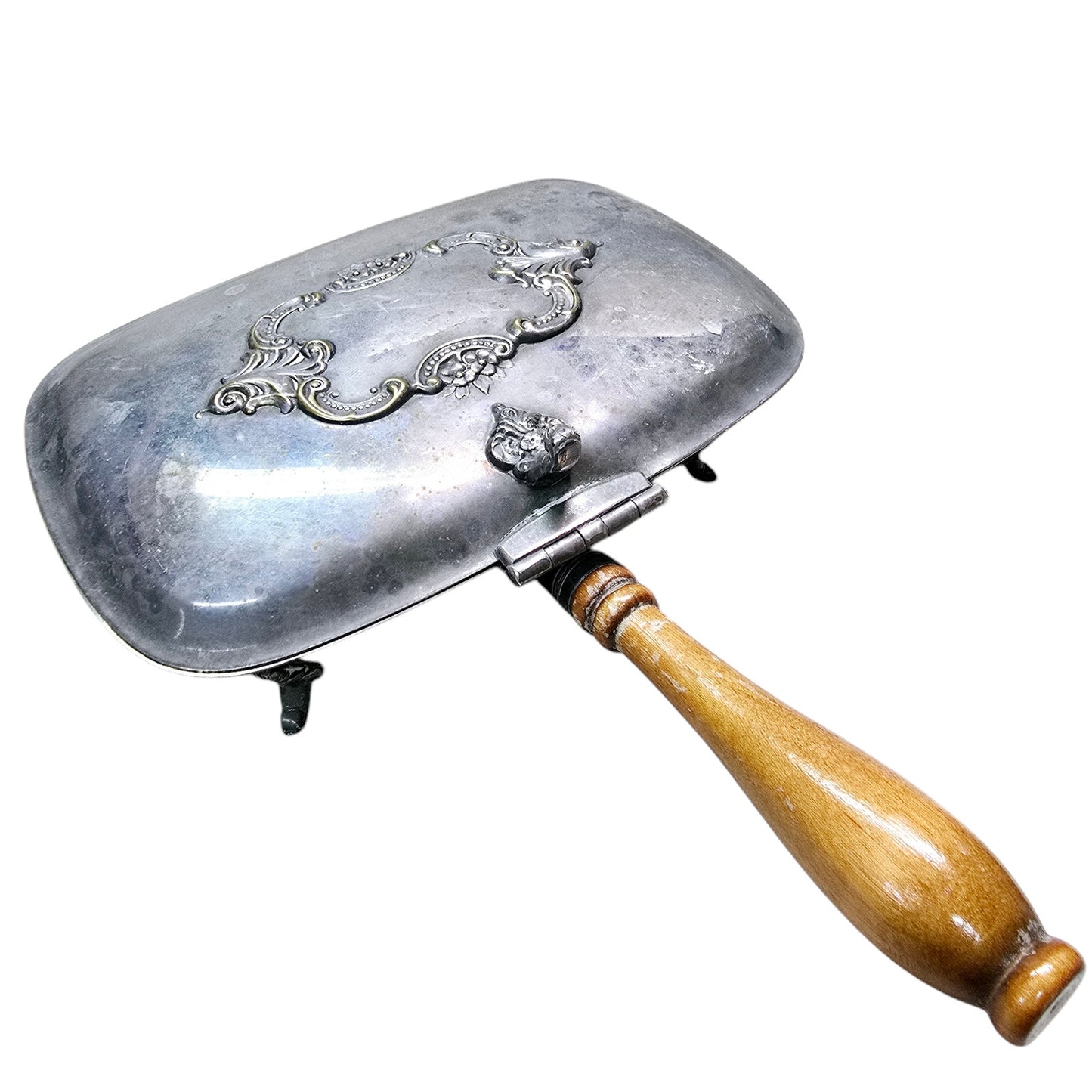 Vtg Silverplate Baroque by Wallace Silent Butler Crumb Butler Footed Wood Handle 276