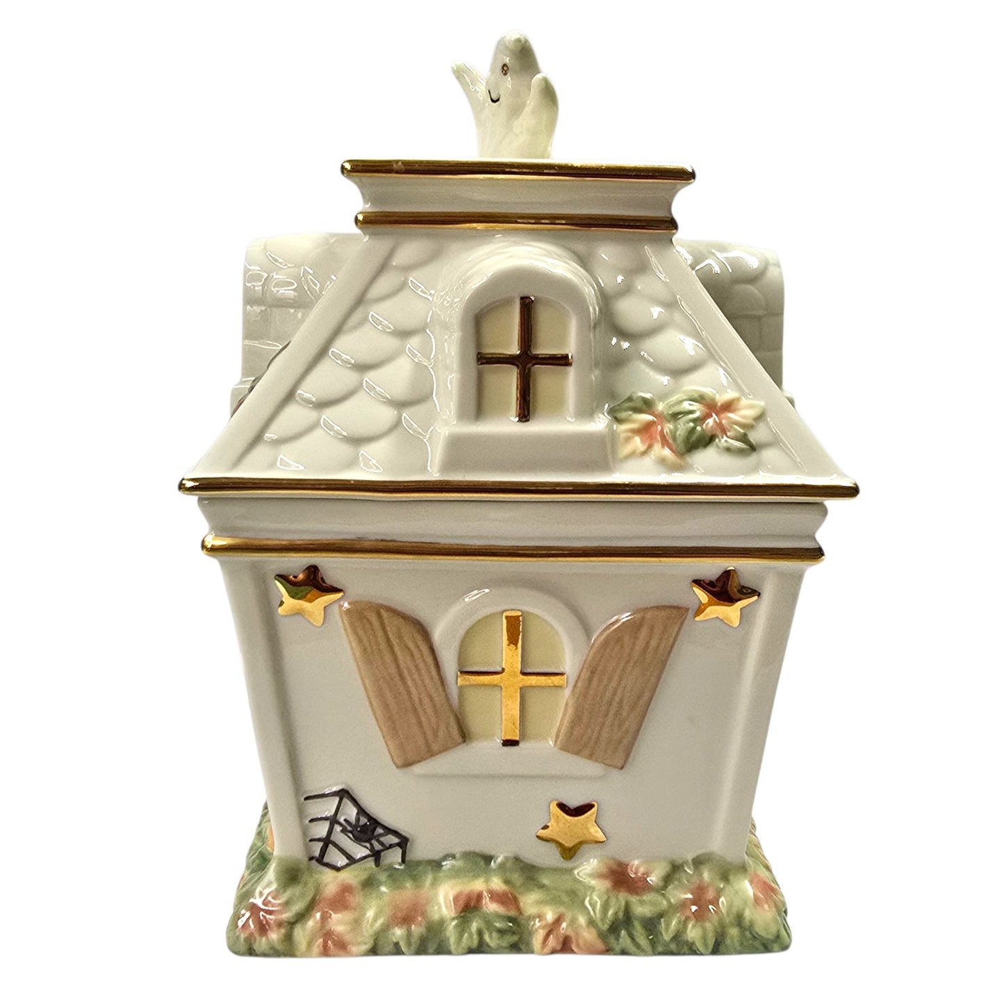 Lenox Occasions Haunted House Covered Candy Dish Halloween Ceramic Ghost 8"