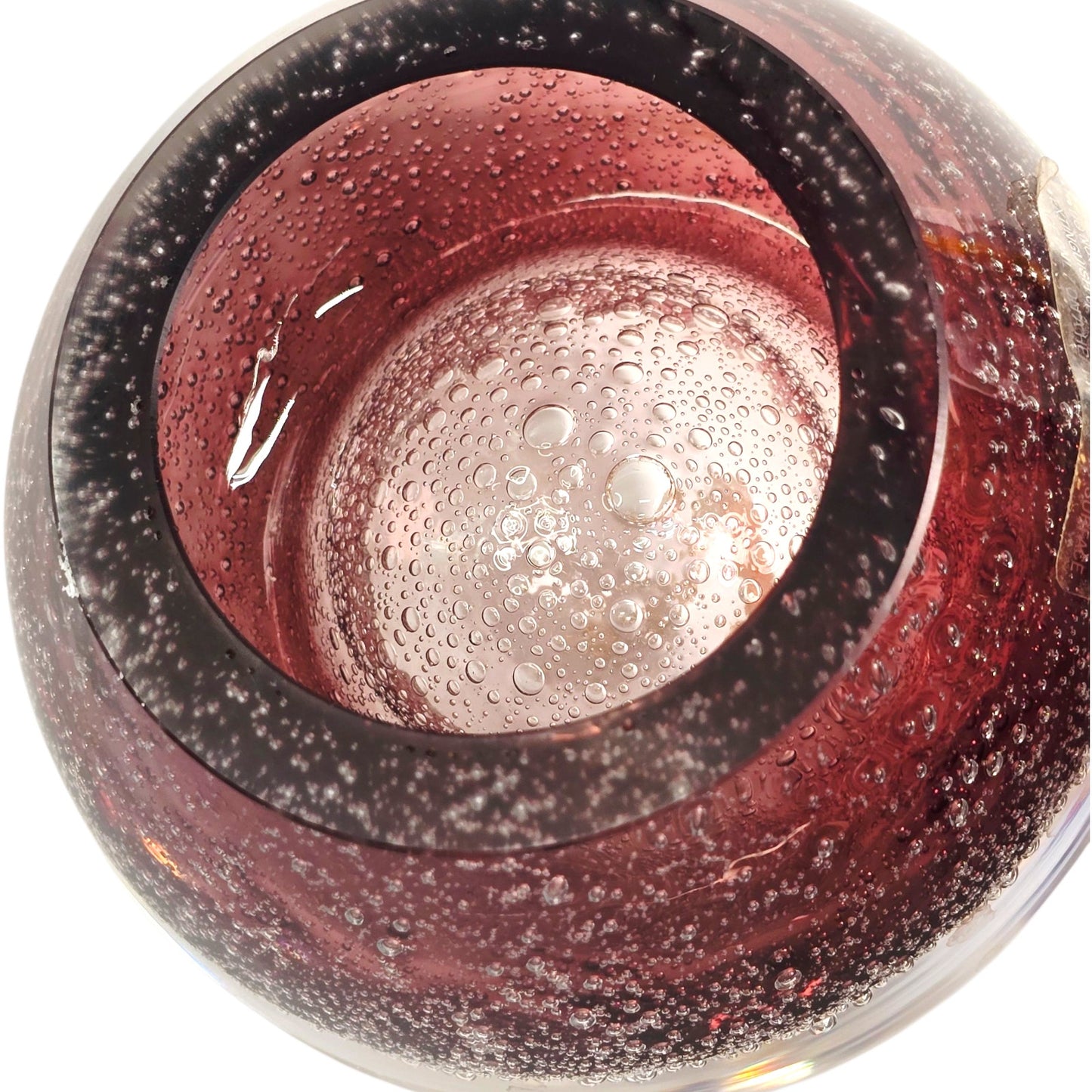 Polish Art Glass Oil Lamp Purple Orb w/ Wick Heavy Controlled Bubble