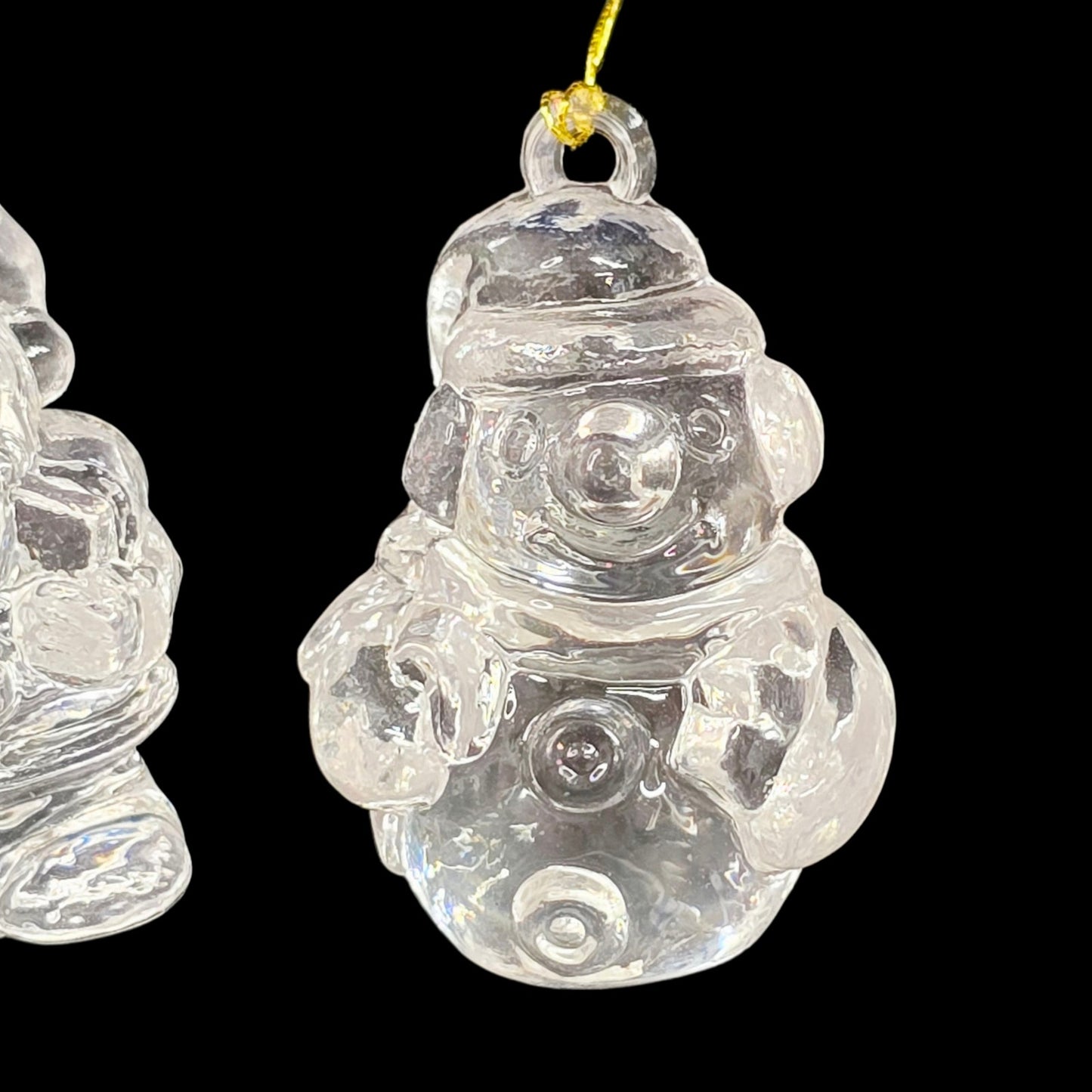 Set of 4 Vintage Miniature Clear Acrylic Christmas Ornaments