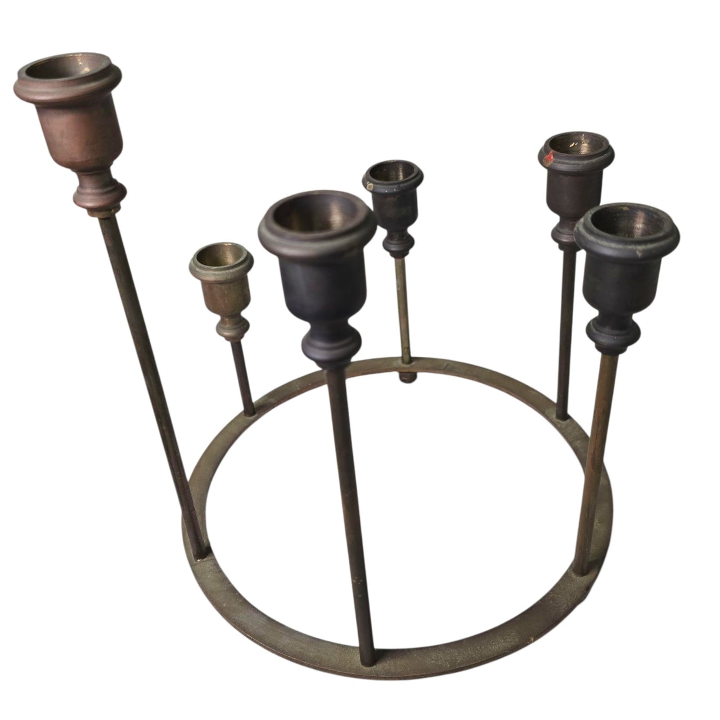 MCM 6 Taper Brass Candle Holder Modernist Sculpture Danish Brutalist Geometric