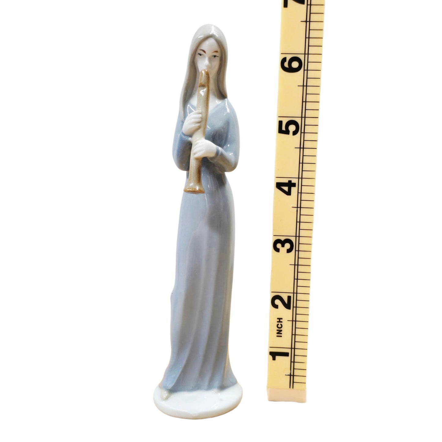 Lladro 6150 “Playing the Flute” Porcelain Figurine Woman Flute Spain 6.5"