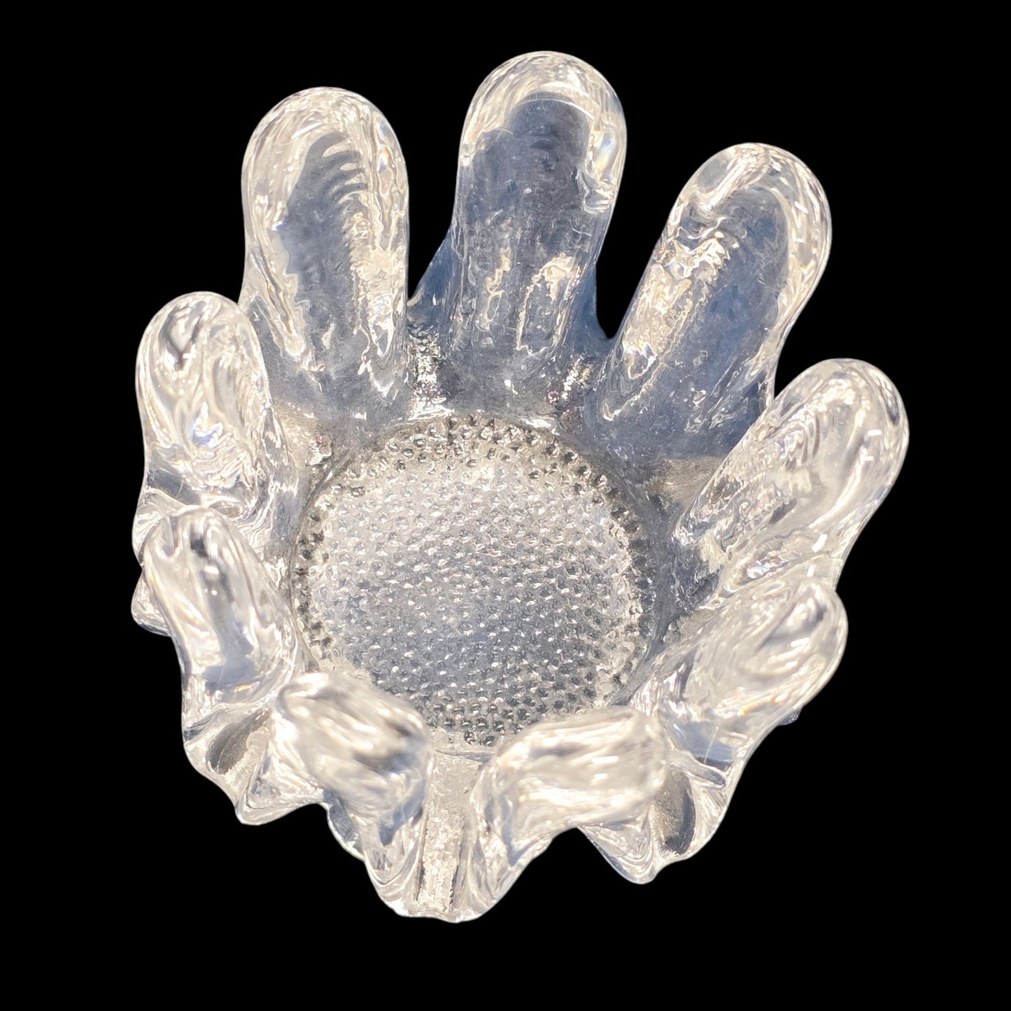 Set of 3 Handblown Randsfjord Glass Norway Special Crystal Sunflower Ice Votive Holder