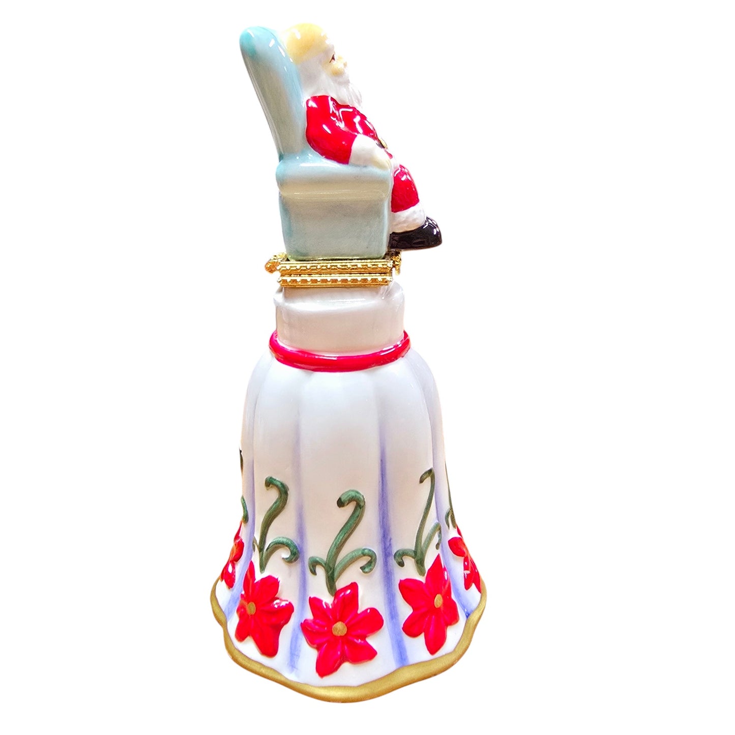 Resting Santa Hinged Box Bell, Ceramic Santa Trinket Box