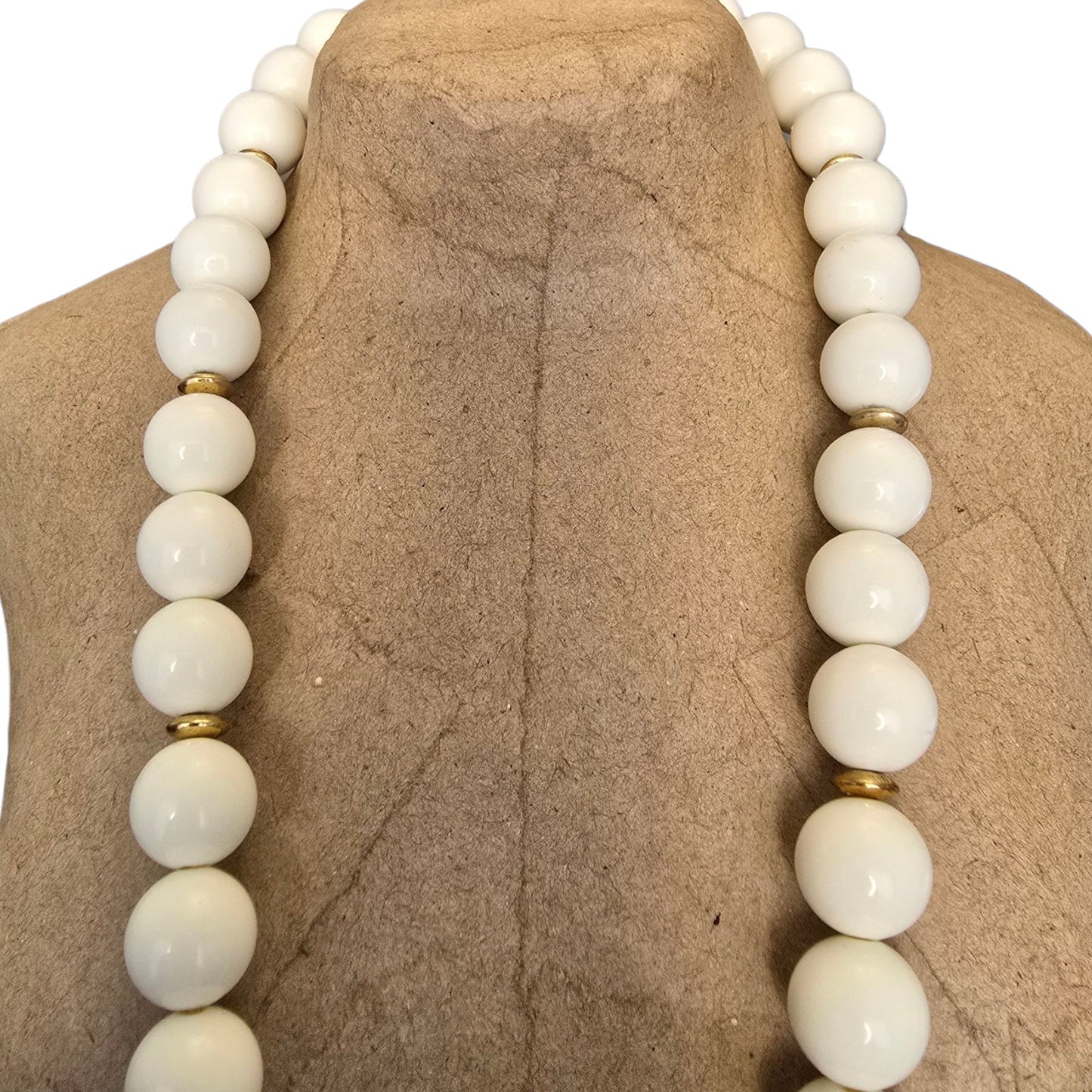 * Vtg Floral Strand Necklace Handpainted over Applied Bead Gold Tone Accents 28"