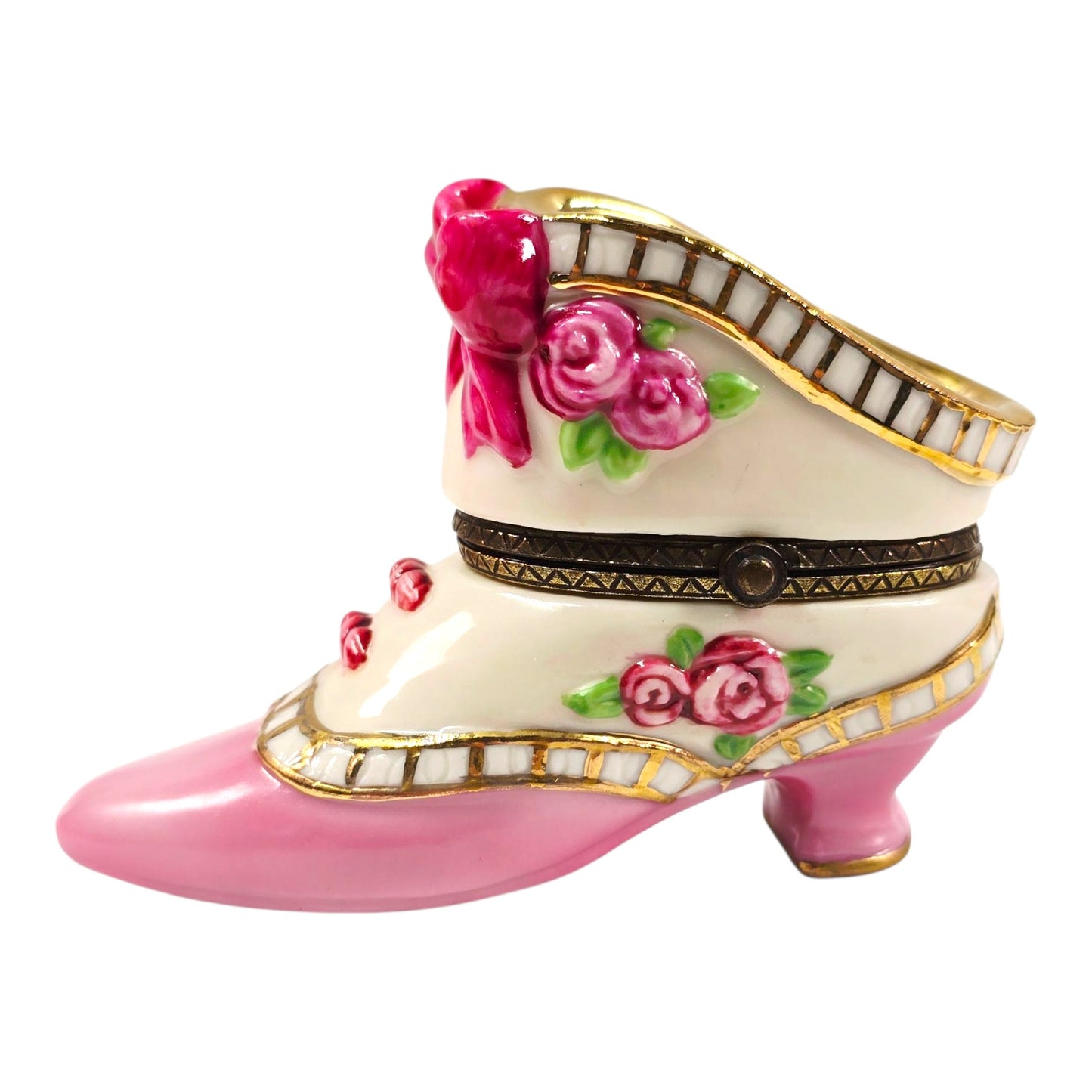 Vintage Victorian Shoe Porcelain Trinket Box Keepsake Shabby Chic