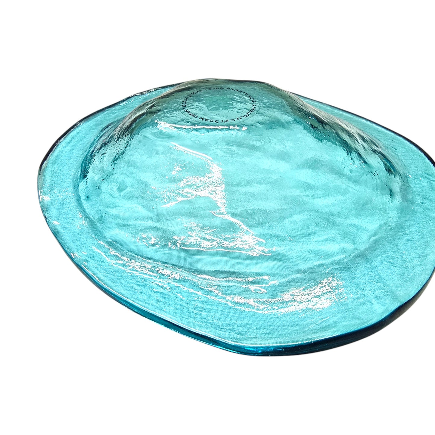 Annieglass Oval Platter, Leaf Dish Handcrafted Artisan Glass Made in USA, Textured Ribbed Glass