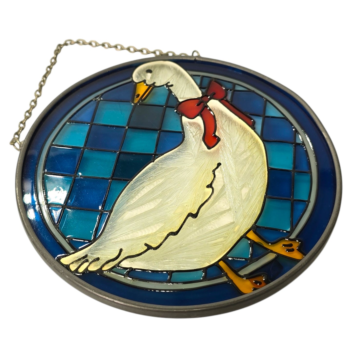 Vintage Goose Duck Stained Glass Sun Catcher, Made in Korea