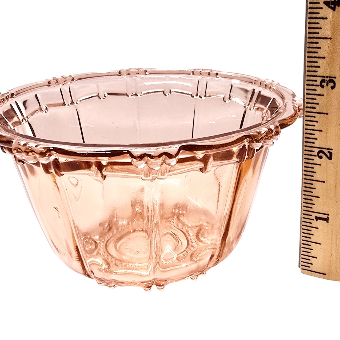 Vintage Indonesian Pink Glass Trinket Dish Oyster Pearl Pattern