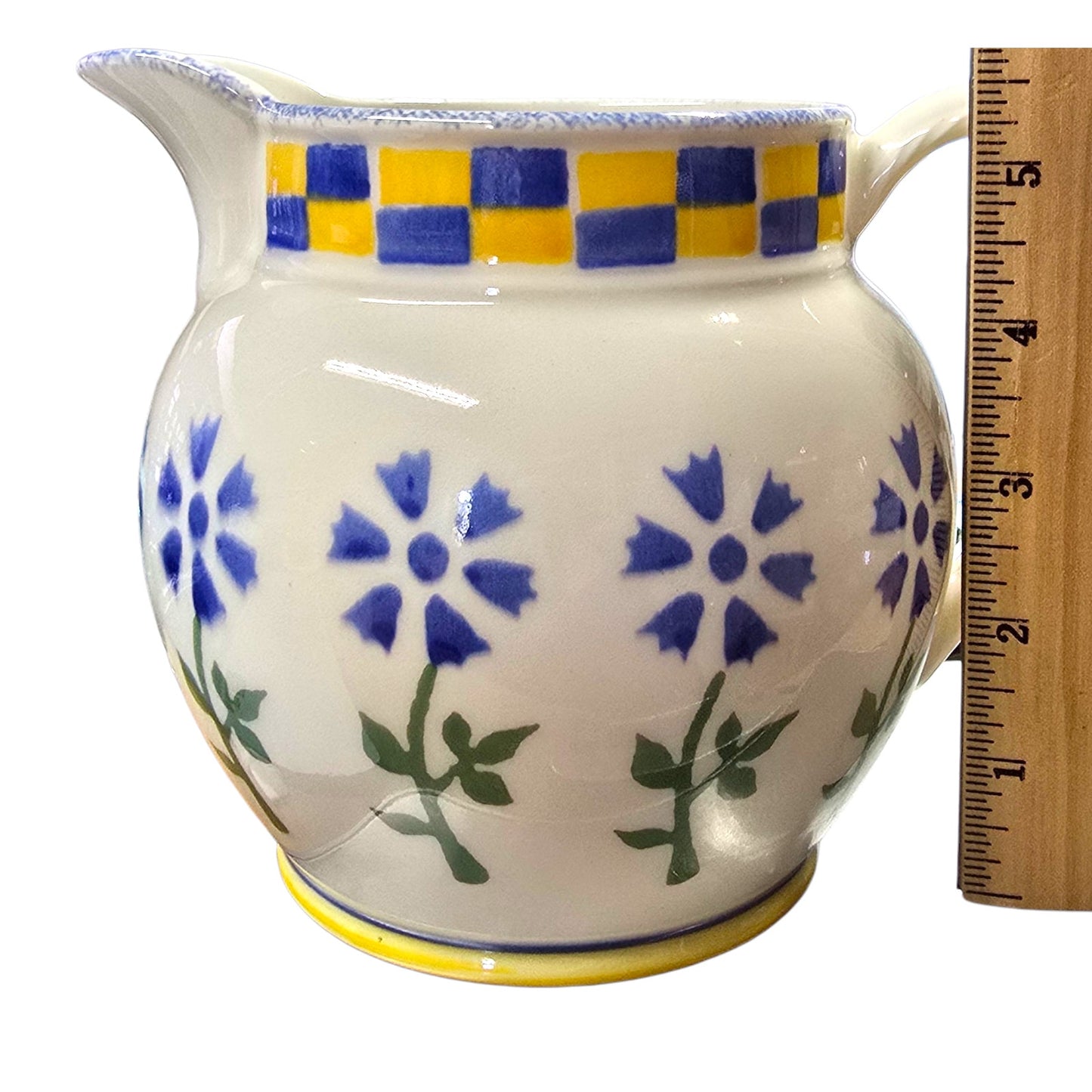Vtg Laura Ashley Annabel Pitcher 32oz Hand Decorated England Farmhouse Chic Grandmillennial Decor Yellow Blue