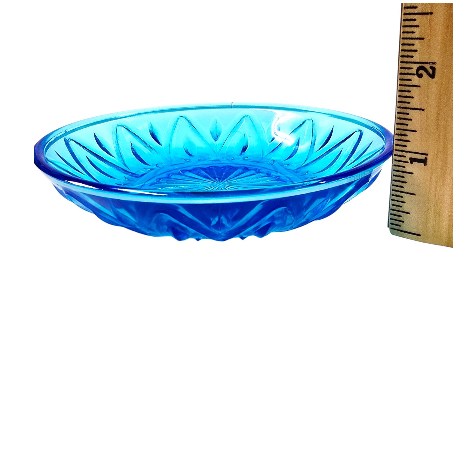 Set of 2 Vintage Hazel Atlas Cobalt Blue Glass Bowls 5” Trinket Dishes Glows