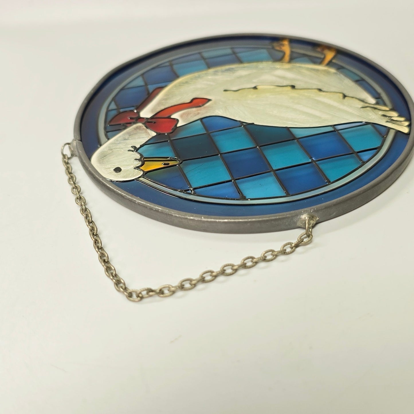 Vintage Goose Duck Stained Glass Sun Catcher, Made in Korea