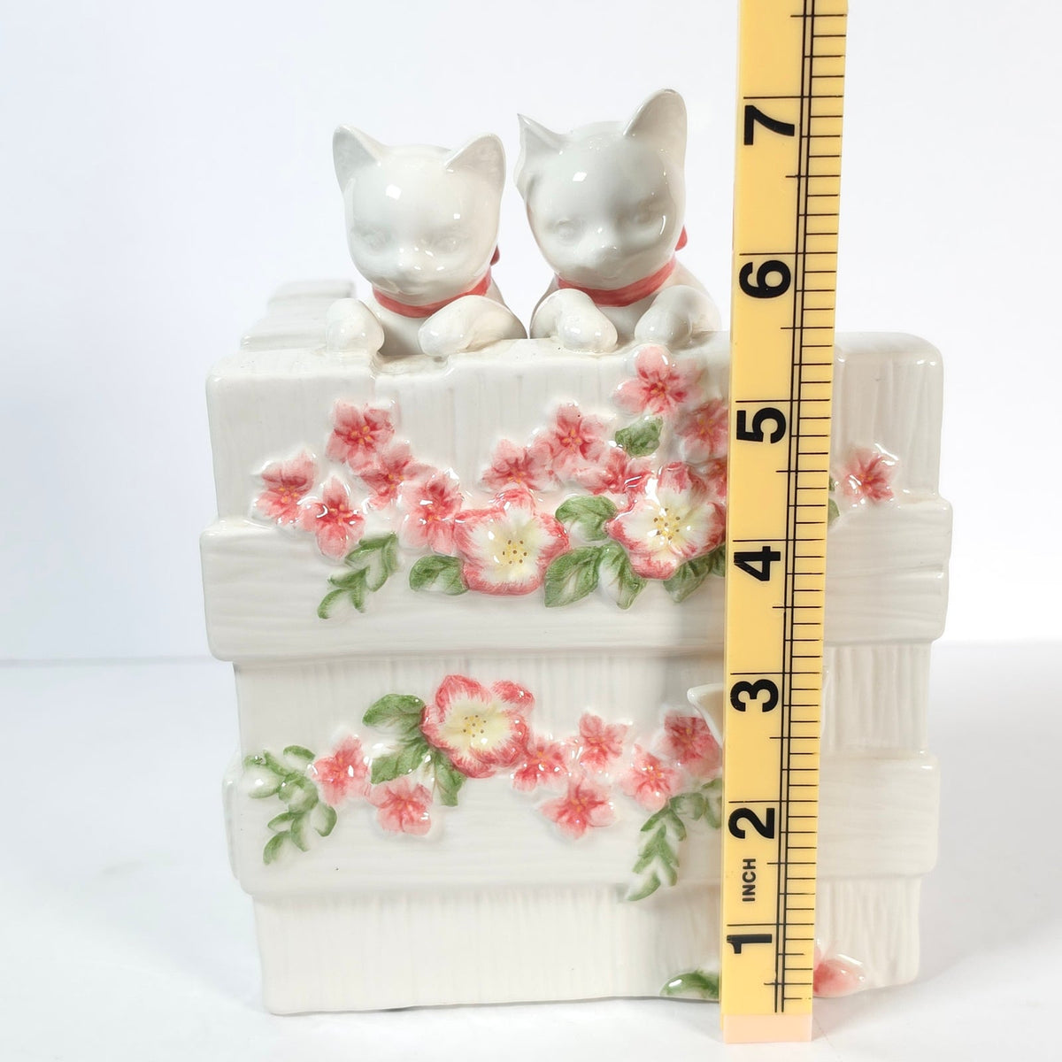 Punch Studio Ceramic Kitten Cat Bookend Pink Bows Floral Garden Wall READ