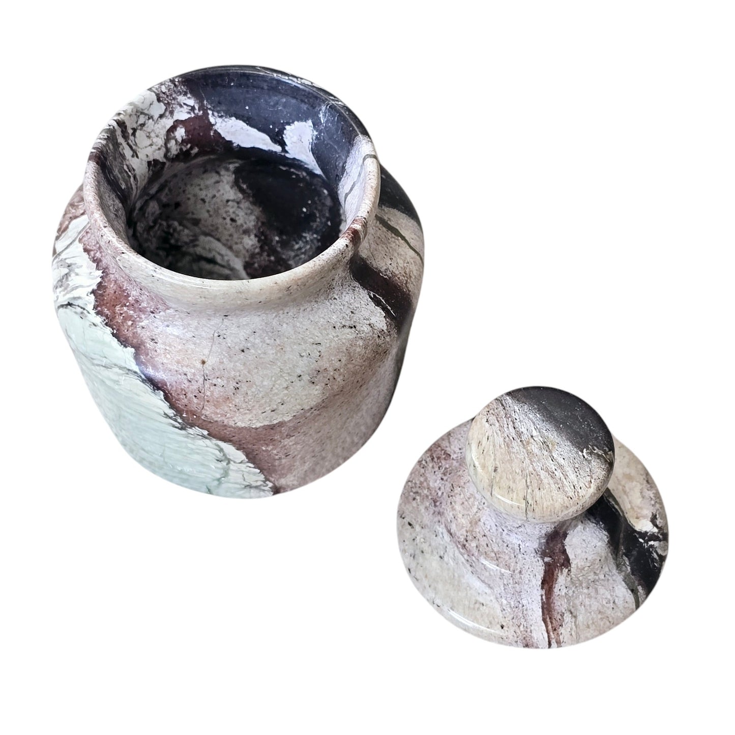 Small Decorative Marble Jar with Lid, Lidded Solid Marble Jar Trinket