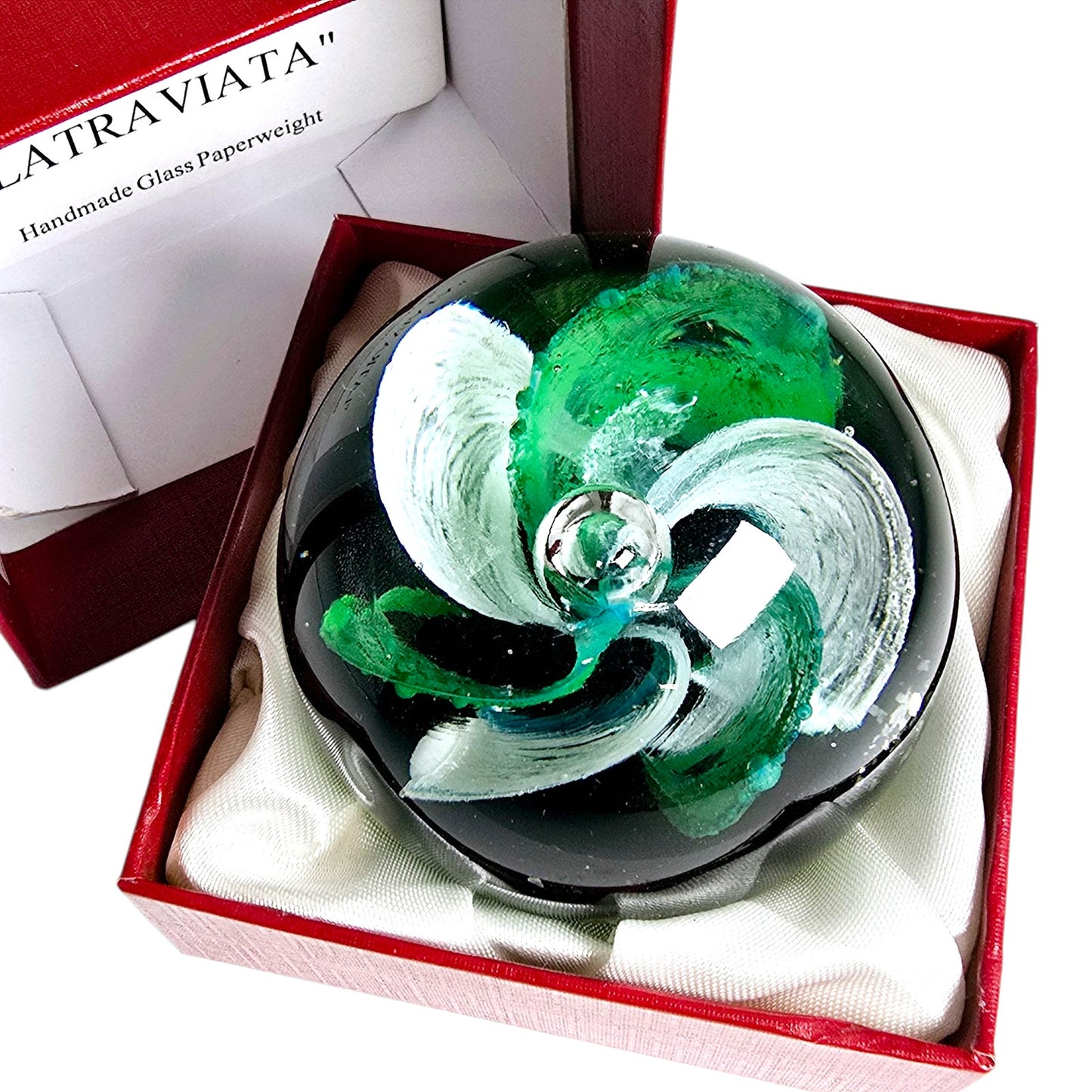 Vintage Royal Crest Latravita Art Glass Paperweight with Box-Brenda