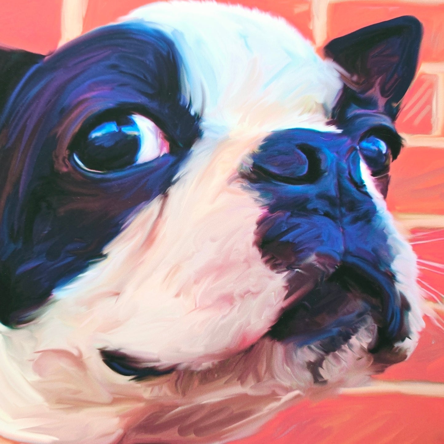 15.25" x12" Dog Art Print: Robert McClintock "Boston Puppy" Copyright 2022, Published by World Art Group READ