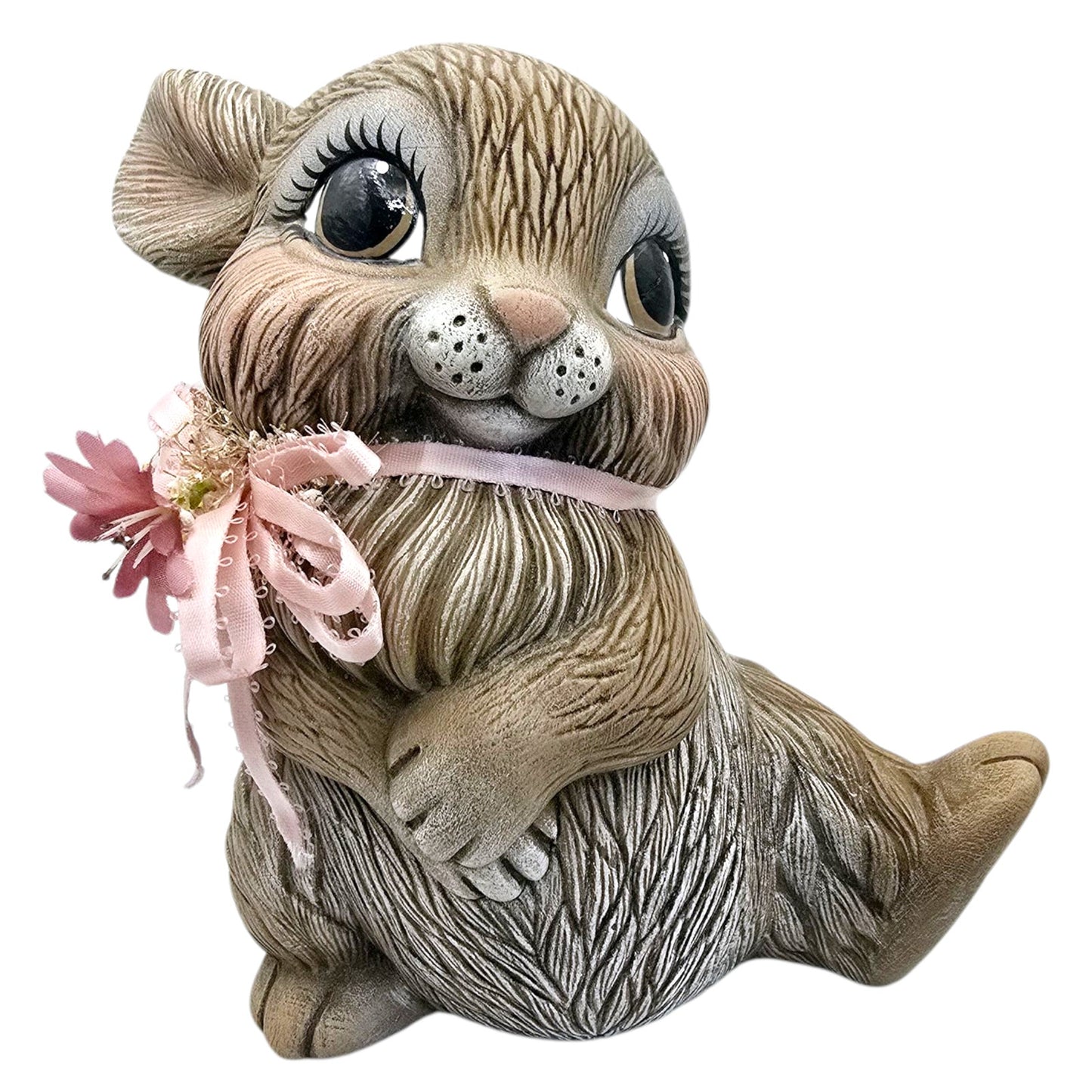 Vintage Ceramic Bunny Figurine Signed PC Pepper's Ceramics Thumper Bunny Easter