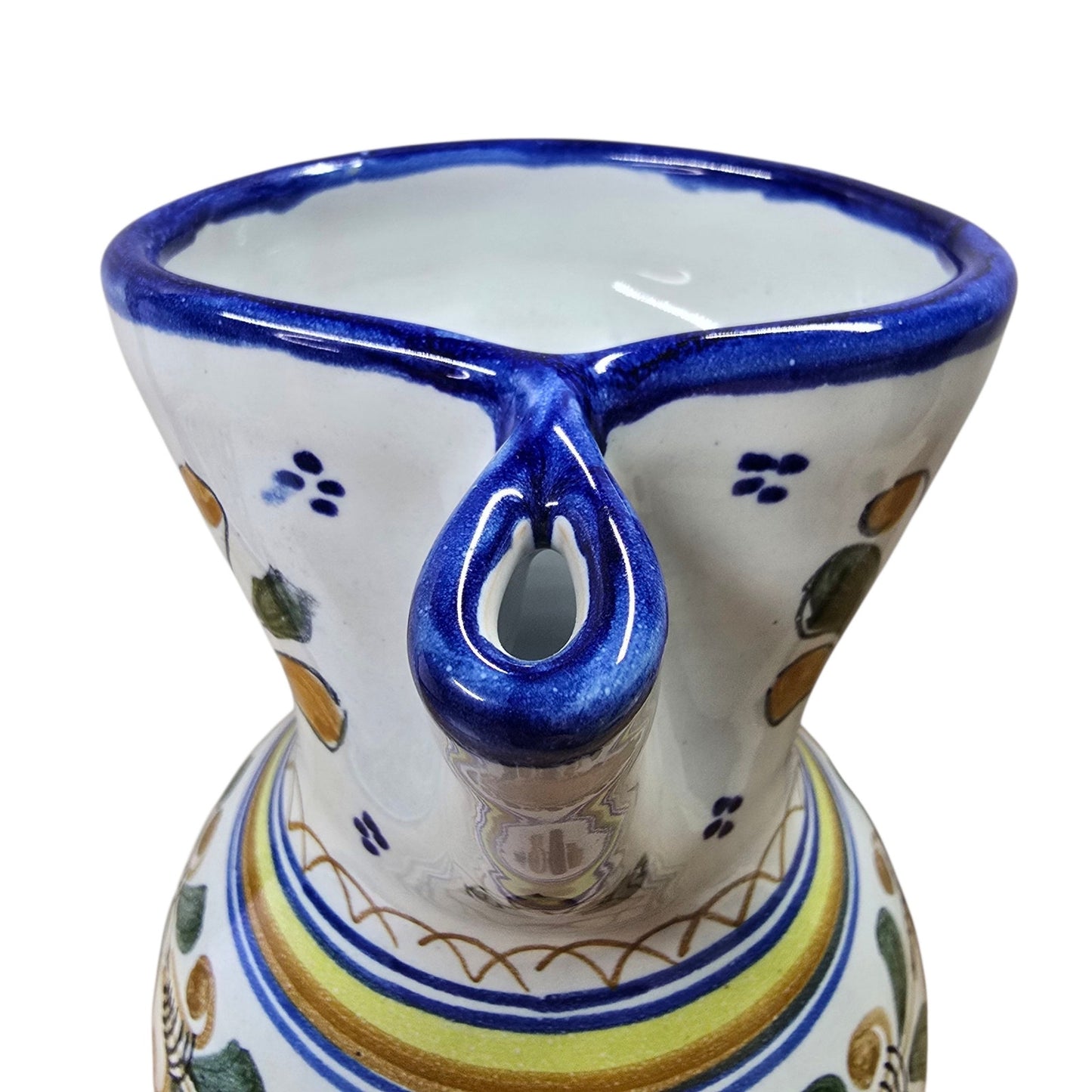 Talavera Water Pitcher Signed S Timoneda Handpainted Mediterranean Farmhouse 8"