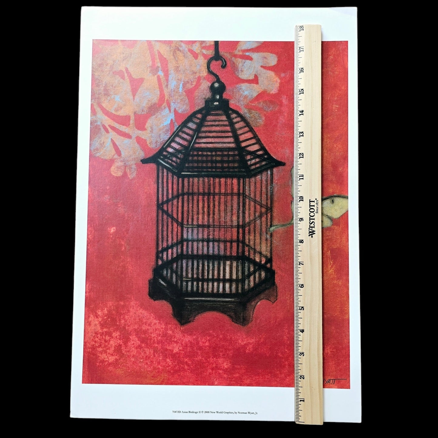 Two 16x12 Butterfly Art Prints: "Asian Birdcage I and II, 2008 New World Graphics by Norman Wyatt, Jr.