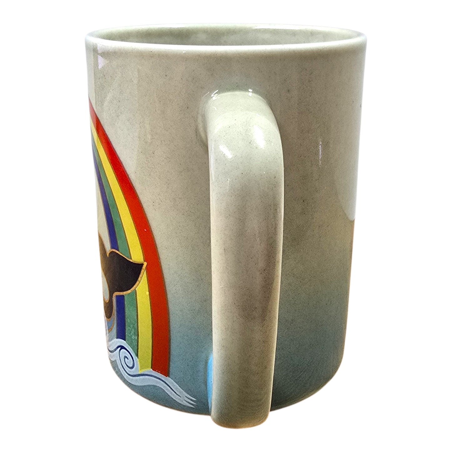 Vintage Otagiri Whale Rainbow Coffee Mug Japan Ceramic Stoneware 1970s