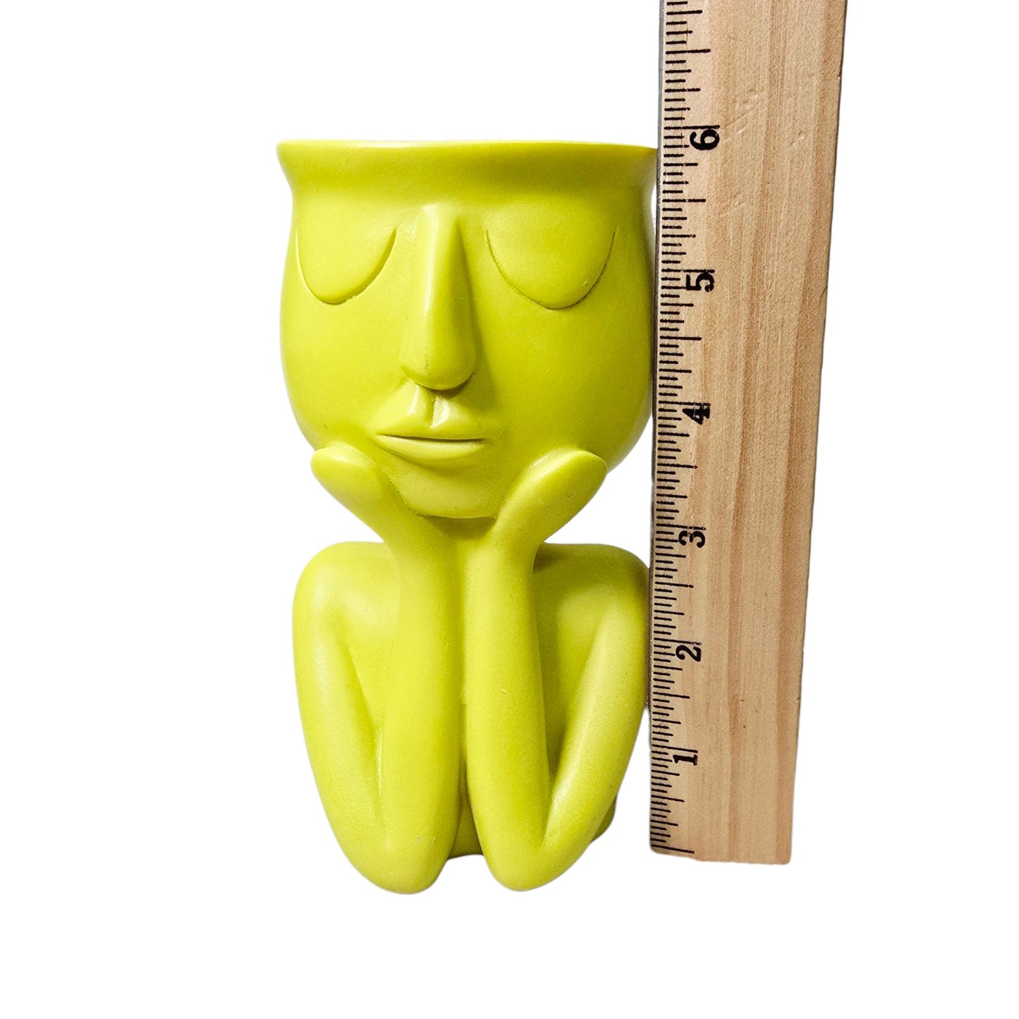 Quirky Yellow Ceramic Face Vase, Fun Home & Desk Decor, Succulent Pot Flower Pot