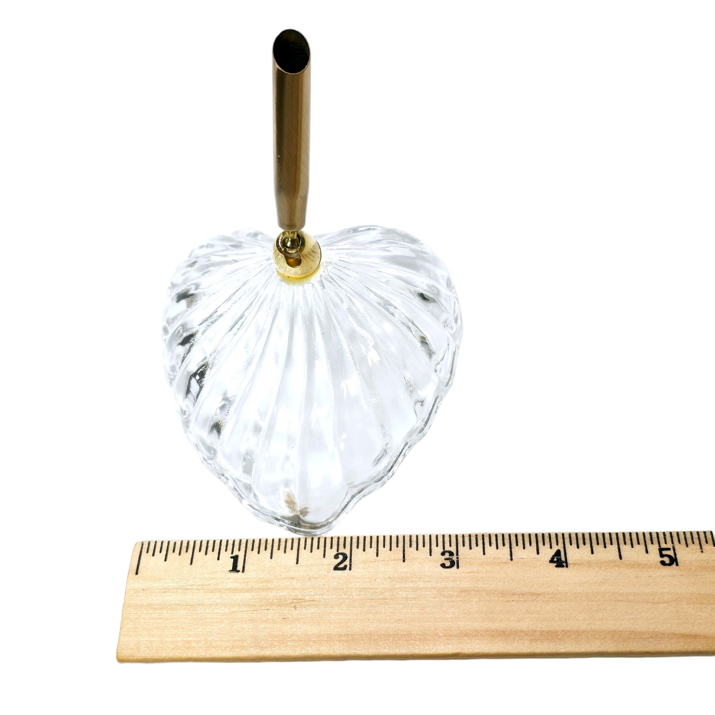 Gold Tone Pen Holder with Lead Crystal Heart Shaped Base Desktop Pen Holder