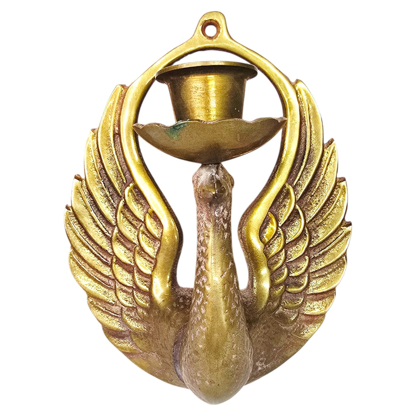 Vintage Brass Swan/Phoenix Wall Sconce Candle Holder Korea