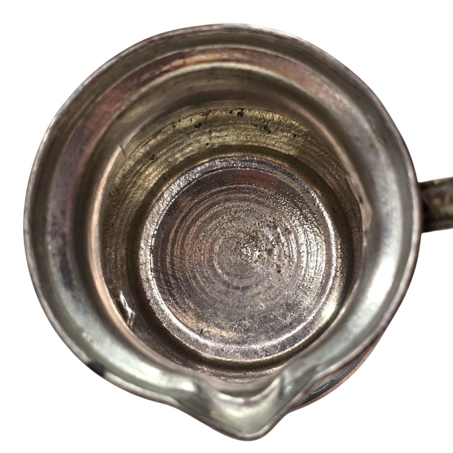 Vintage Hand Painted Copper Turkish Coffee Pot 6oz Enamel Floral Folk Art Cezve w/ Wood Handle