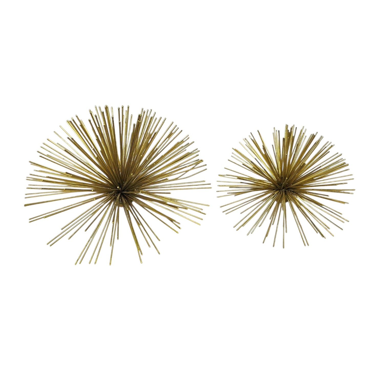 Two's Company Atomic Starburst Wall Art Set of 2 MCM Style Gold Urchin Brass