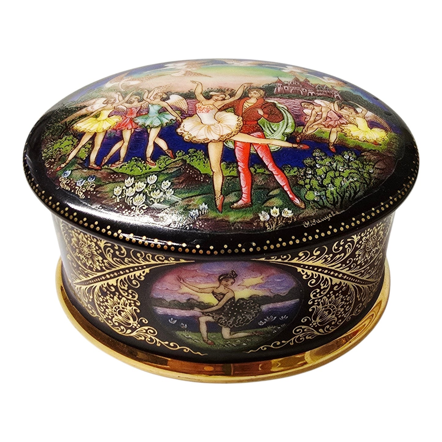 Ardleigh Elliott Swan Lake Trinket Box Porcelain Russian Ballet '92 Signed