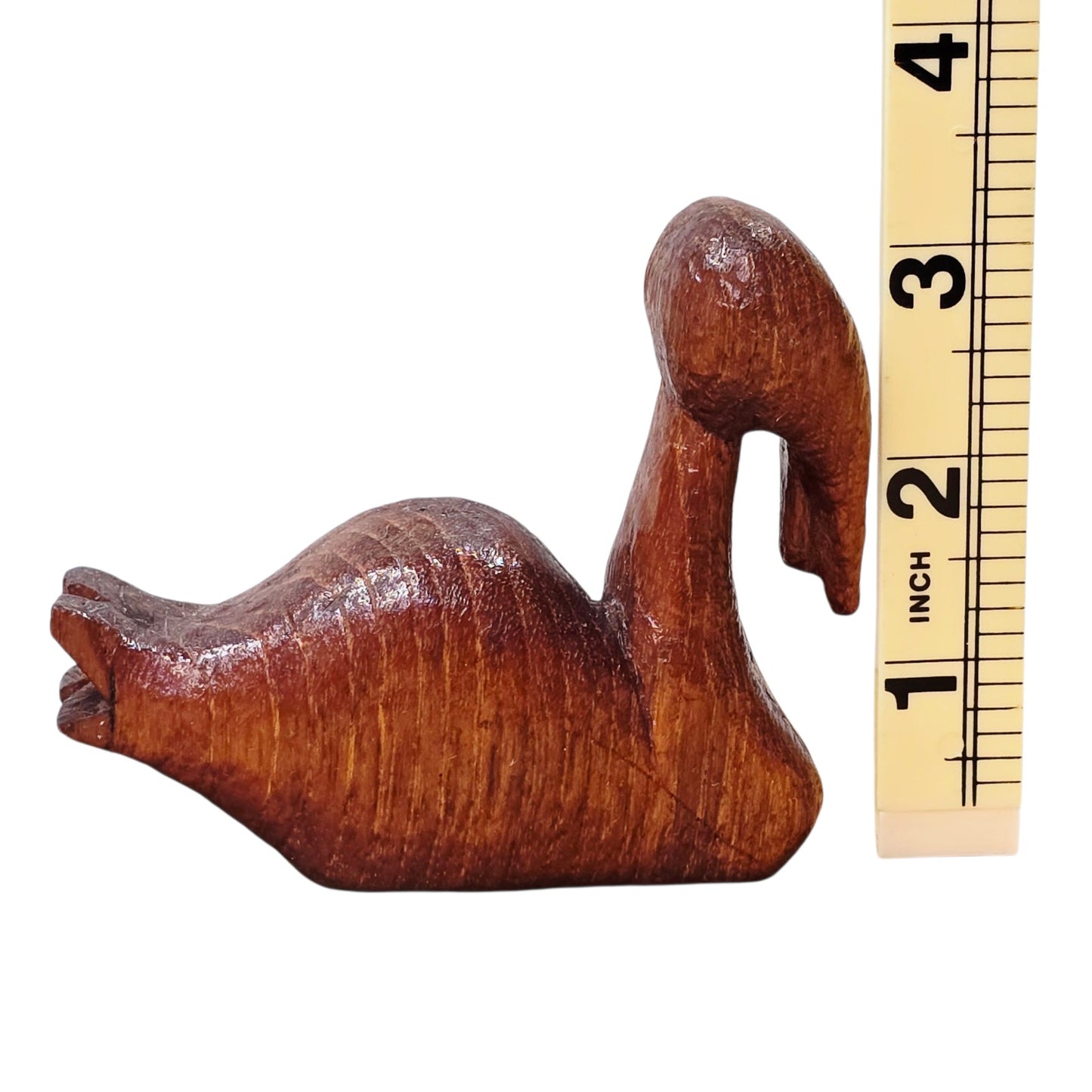 Vintage Hand Carved Wooden Bird Figurine Small 3.5" Folk Art Animal