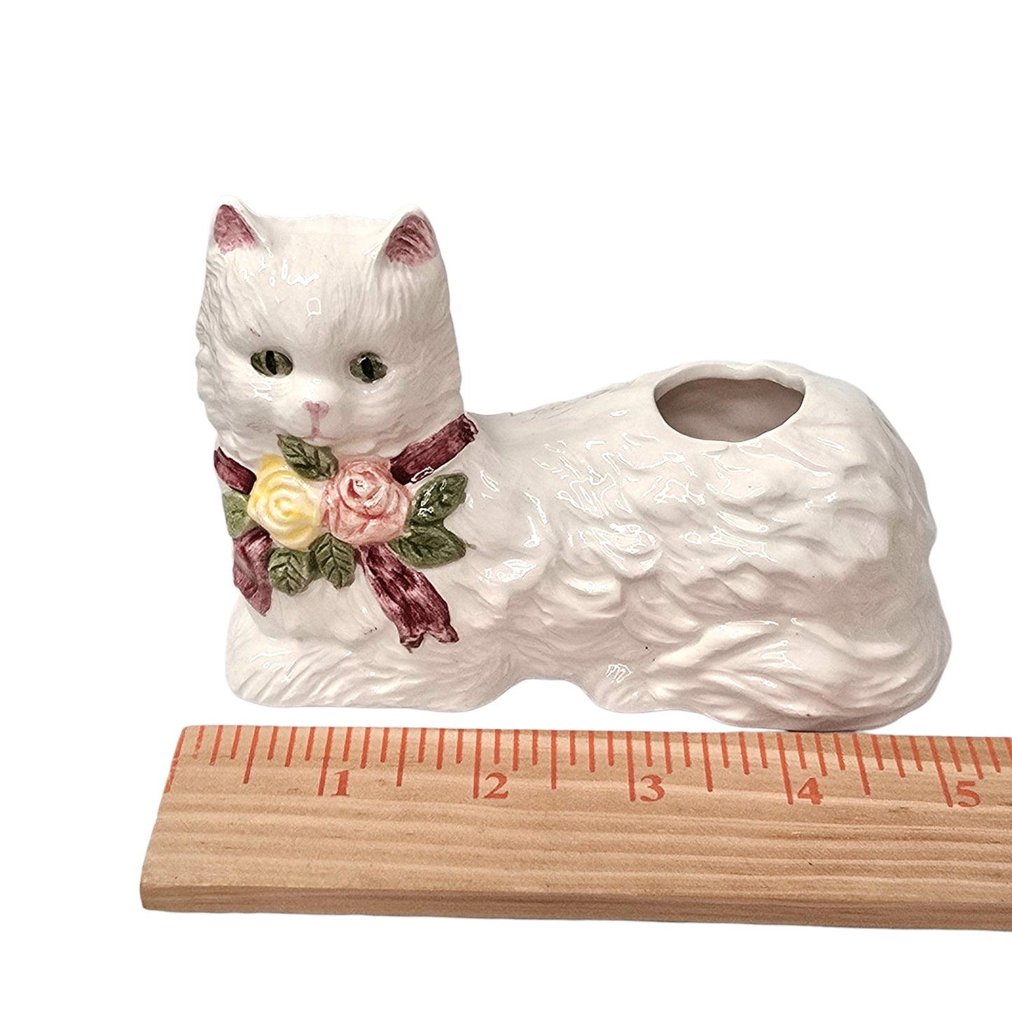 Vintage Artmark White Persian Cat Cosmetic Brush Holder - NIB