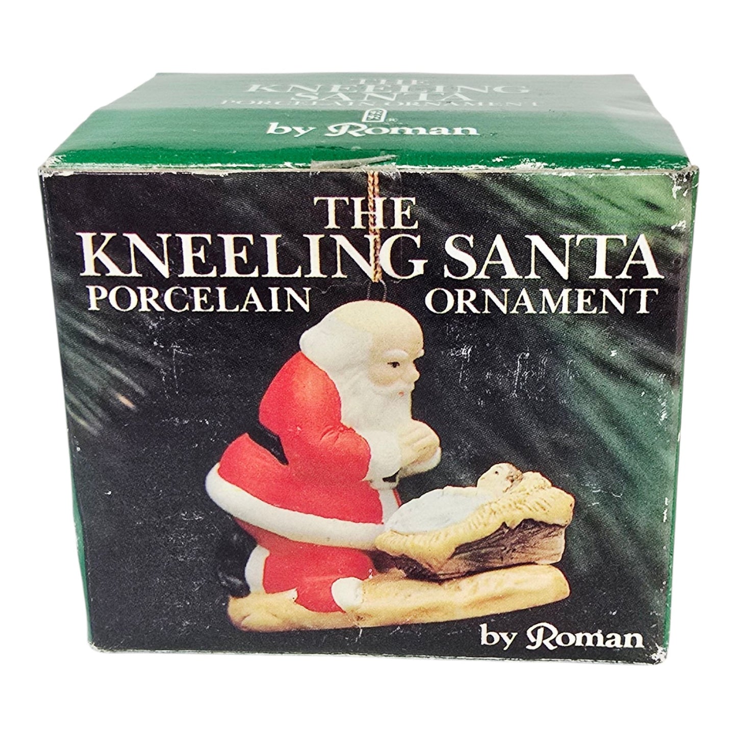 Vtg "The Kneeling Santa" Ornament 1985 by Roman Original Box, Santa & Baby Jesus
