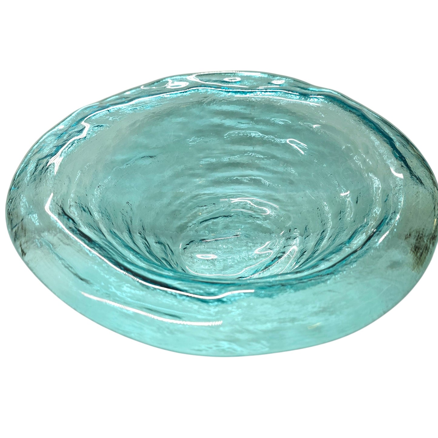 Annieglass Oval Platter, Leaf Dish Handcrafted Artisan Glass Made in USA, Textured Ribbed Glass