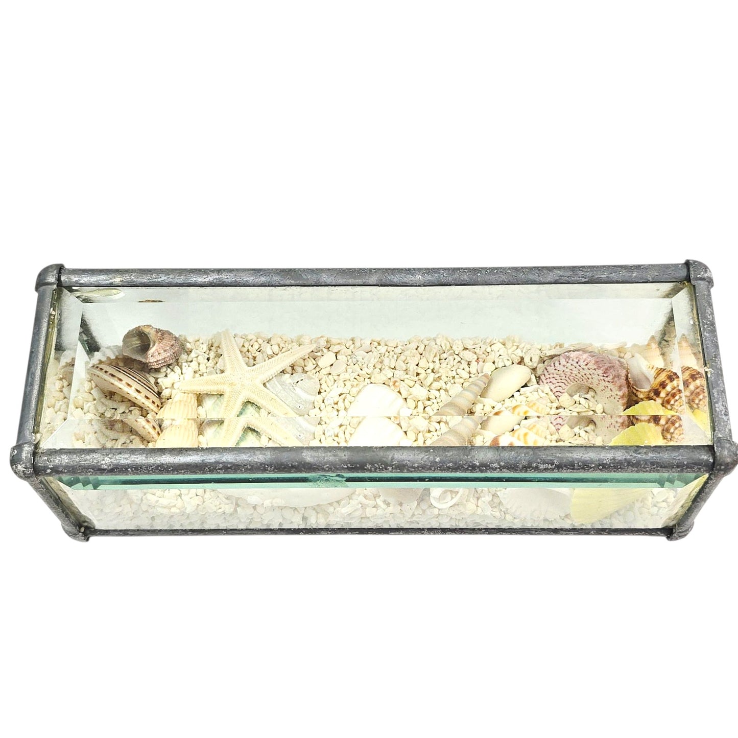Sand & Shells Beveled Glass Seascape Sand and Shells Paperweight Coastal Decor