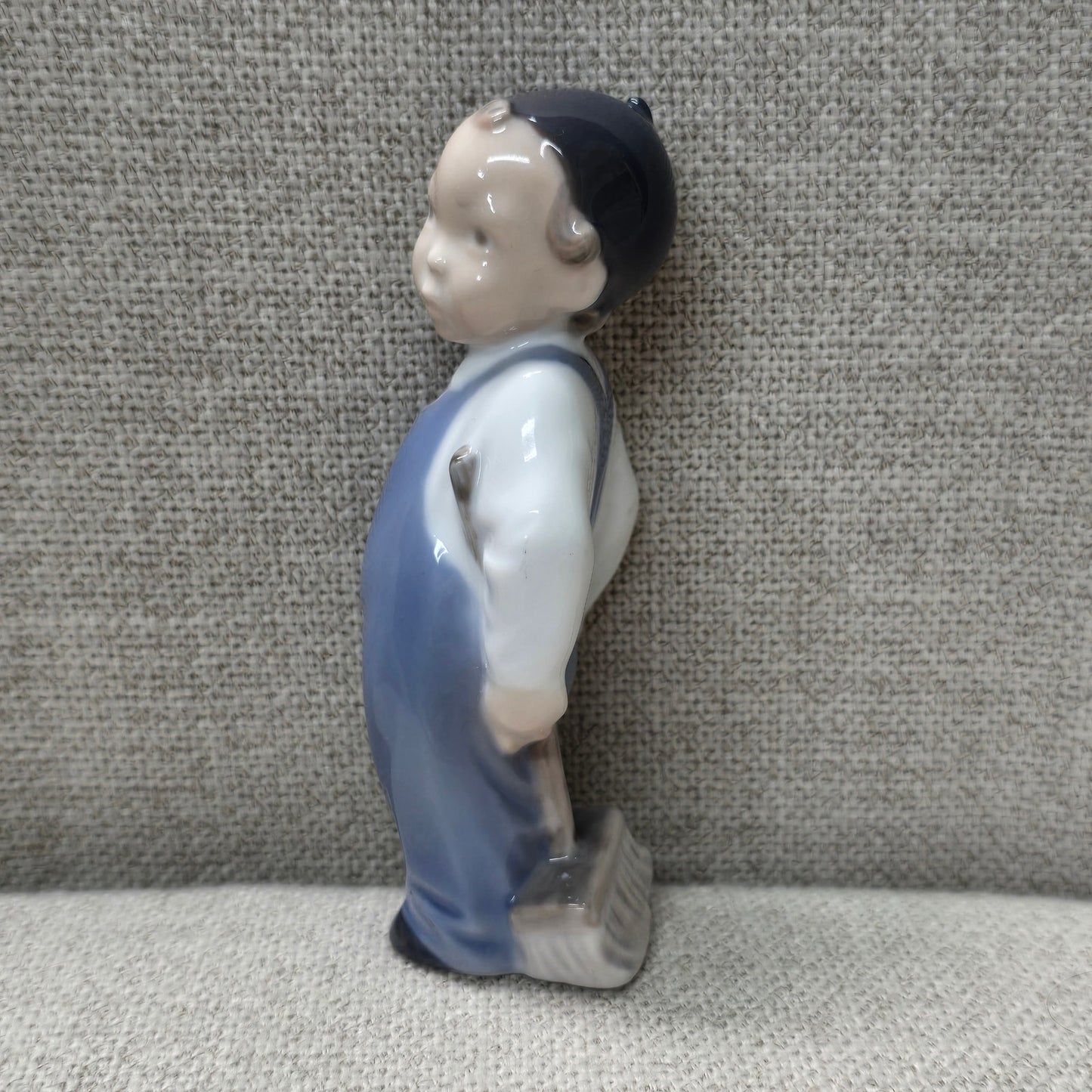 Royal Copenhagen Boy With Broom Figurine #3250 Denmark Porcelain Child Figure