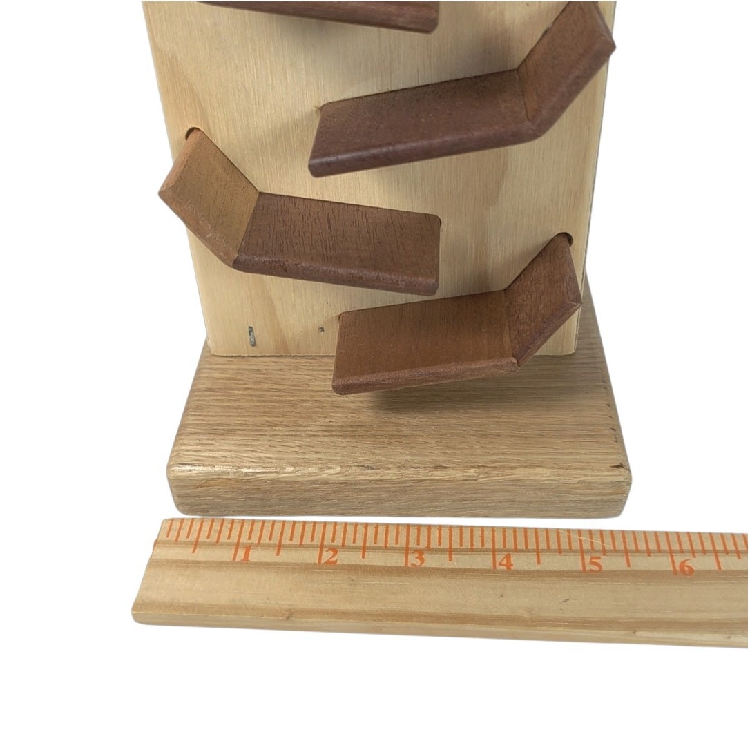 Handcrafted Wooden Zigzag Marble Run Toy Natural Wood Tiered Track
