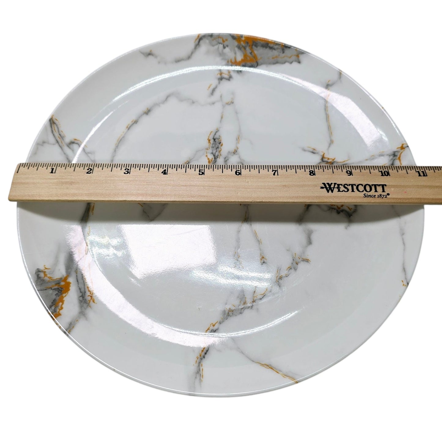 Set of 2 Wee's Melamine Dinner Plates Marble Pattern 11"