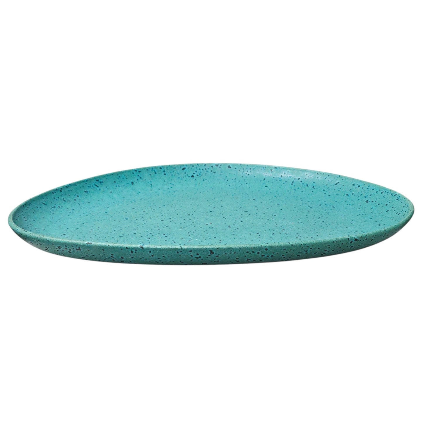 Anthropologie Zoysia Turquoise Speckled Ceramic Oval Platter - 15"