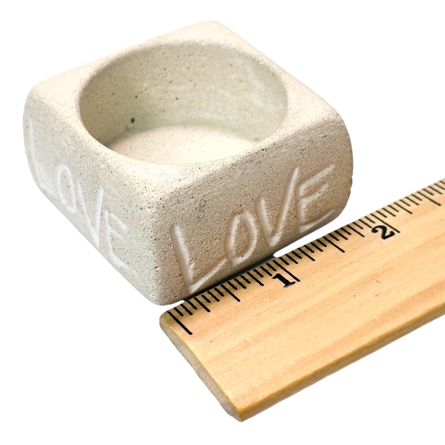 Square Stoneware LOVE Inscribed Candle Holder, ❤️ Love Tealight Small Succulent