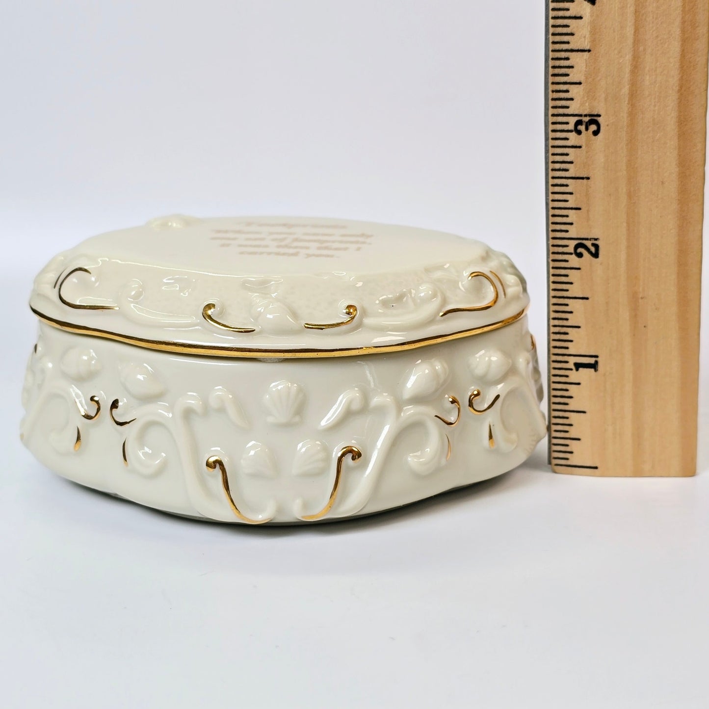 Vtg Lenox Footprints Music Box Plays Amazing Grace, 1997, Blue Velvet Lined Lid