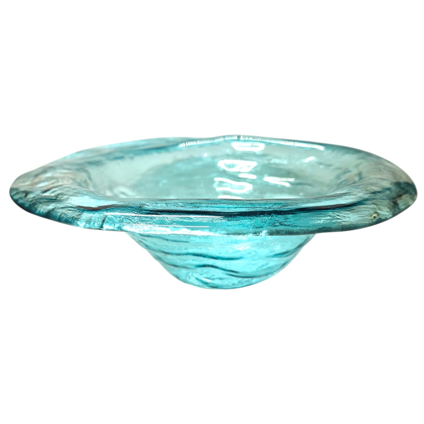 Annieglass Oval Platter, Leaf Dish Handcrafted Artisan Glass Made in USA, Textured Ribbed Glass