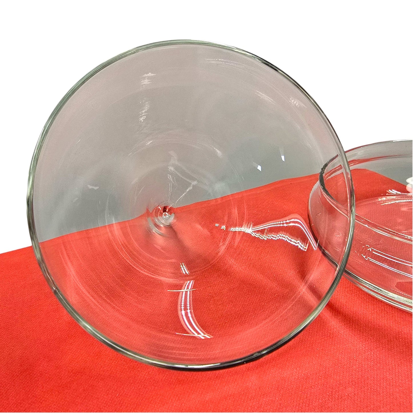 Vtg Kiss-Shaped Covered Candy Dish Clear Glass Mid Century Modern Holiday Display