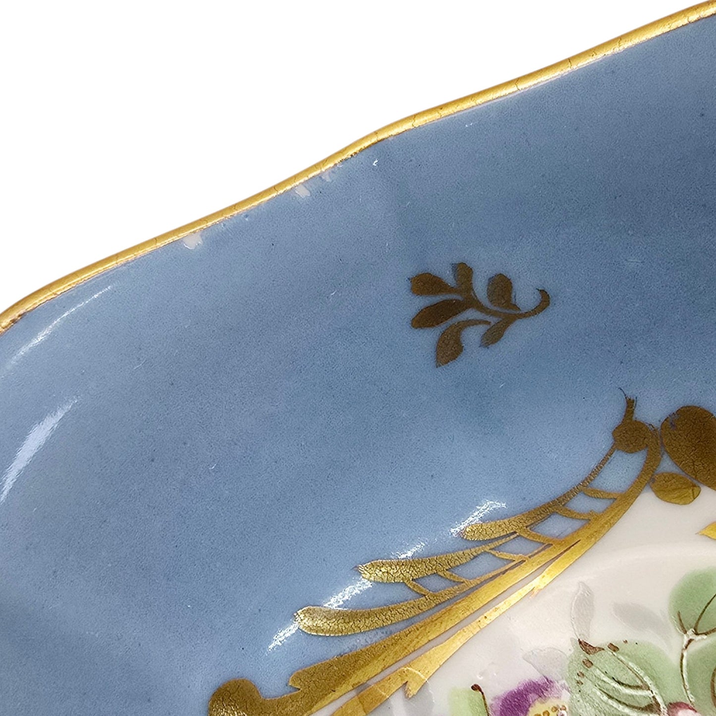 Blue French Porcelaine De Couleuvre France Decorative Bowl Made in France Flower