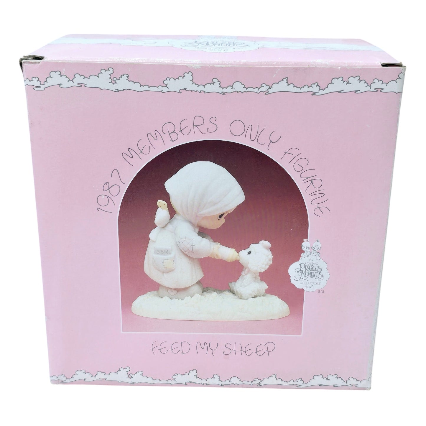 Vtg 1987 Feed My Sheep Precious Moments Figurine Members Only Piece with Box