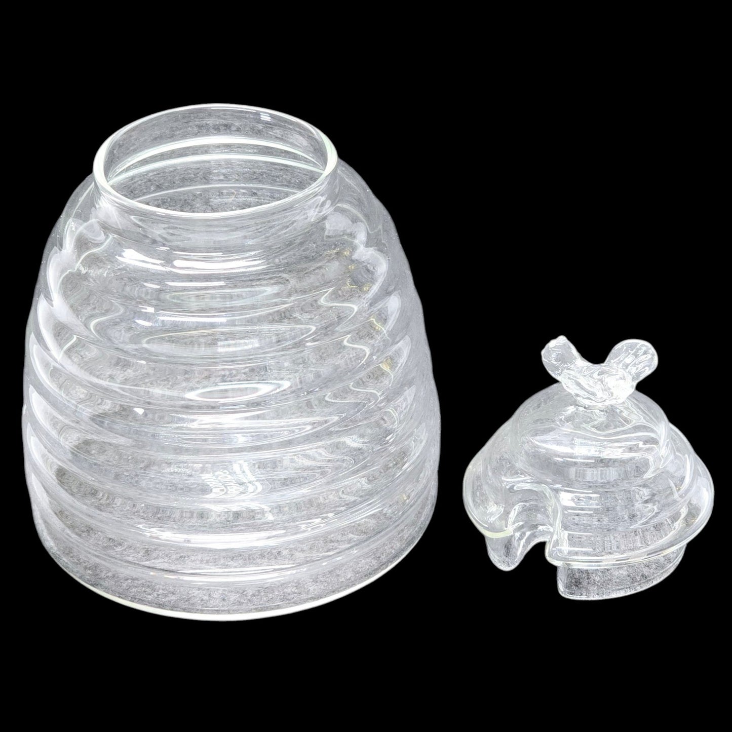 Market Square Clear Glass Honey Jar with Glass Bee Finial